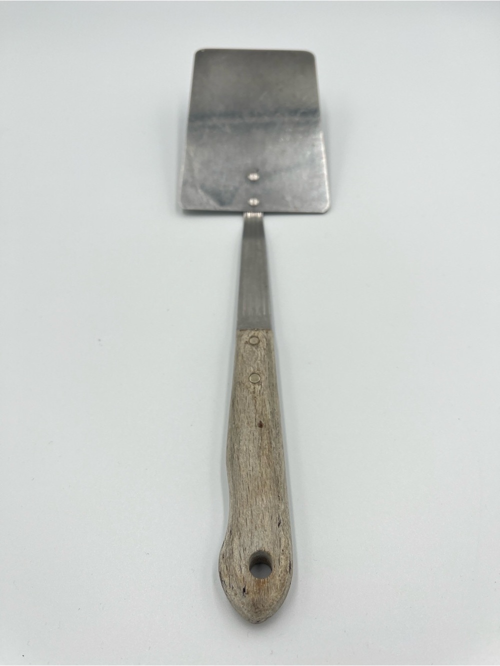 Vintage Very Sharp USA Spatula Turner Wood Handle Riveted American Made